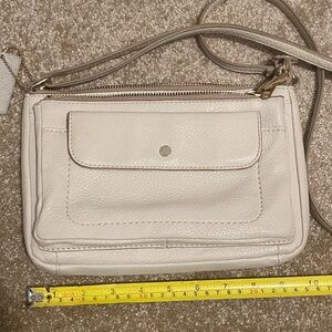 Danier Genuine Leather Cream Crossbody Bag